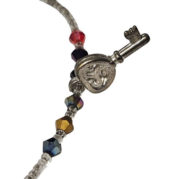 Handmade Beaded Charm Choker Necklace Key Birdhouse Charms Set Of 2 Fashion Jewe - Picture 3 of 5